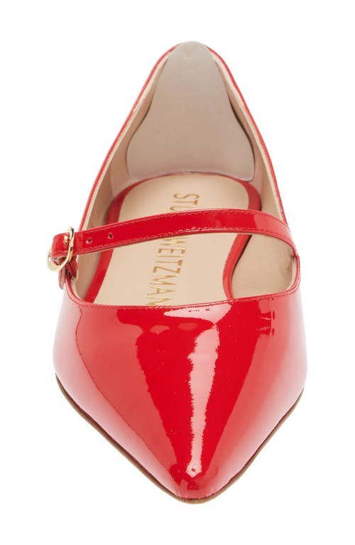 Stuart Weitzman Emilia Mary Jane Flat In Cherry Patent
