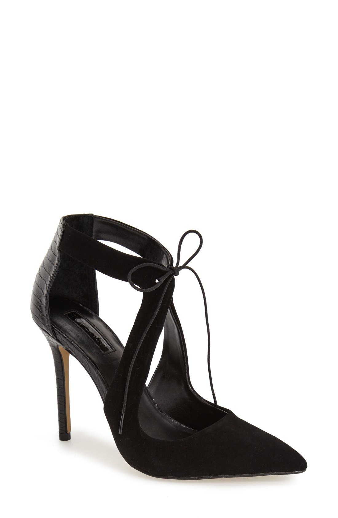 'Genie' Lace-Up Pump, Main, color, BLACK