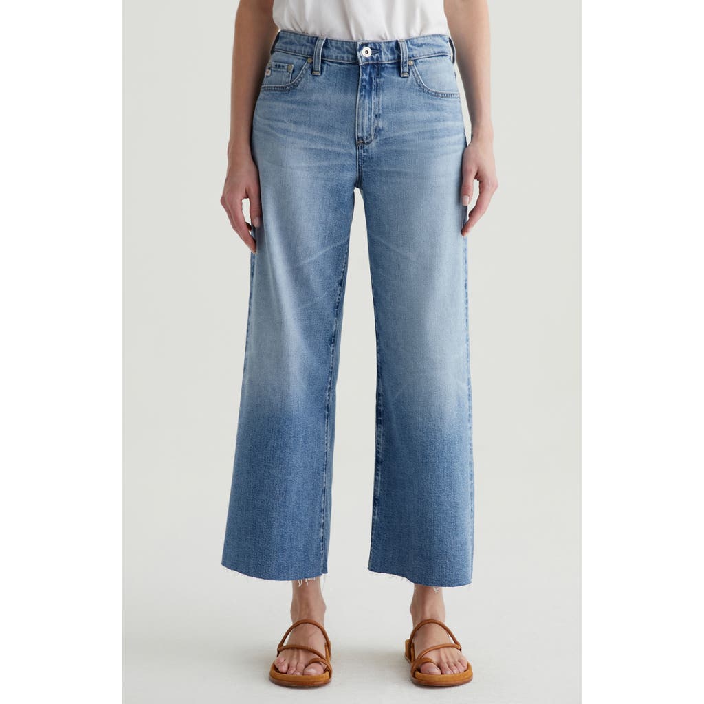Ag Saige Raw Hem Ankle Wide Leg Jeans In Blue