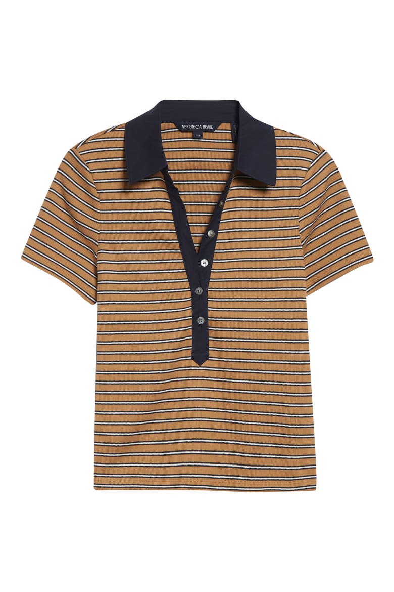 Kearney Stripe Stretch Cotton Rib Polo, Alternate, color, BROWN MULTI