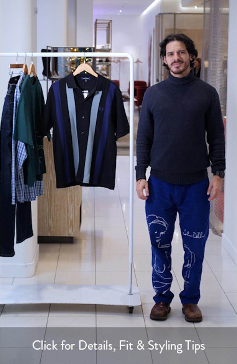 Vertical Stripe Short Sleeve Cotton Pique Button-Up Shirt, sales video thumbnail