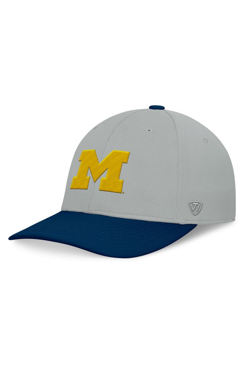 TOP OF THE WORLD Men's Top of the World  Gray/Navy Michigan Wolverines Mick Flex Hat, Main, color, Gray