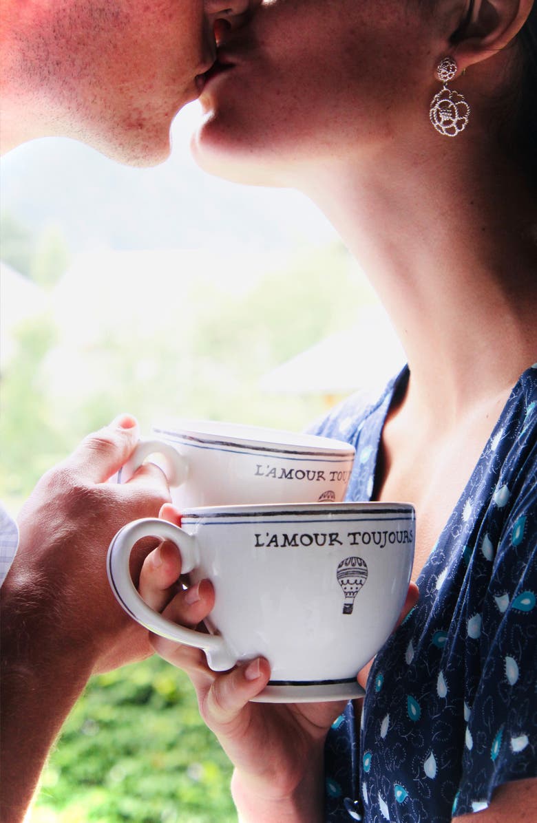 Juliska L'Amour Toujours Breakfast Coffee Cup, Alternate, color, Whitewash Black