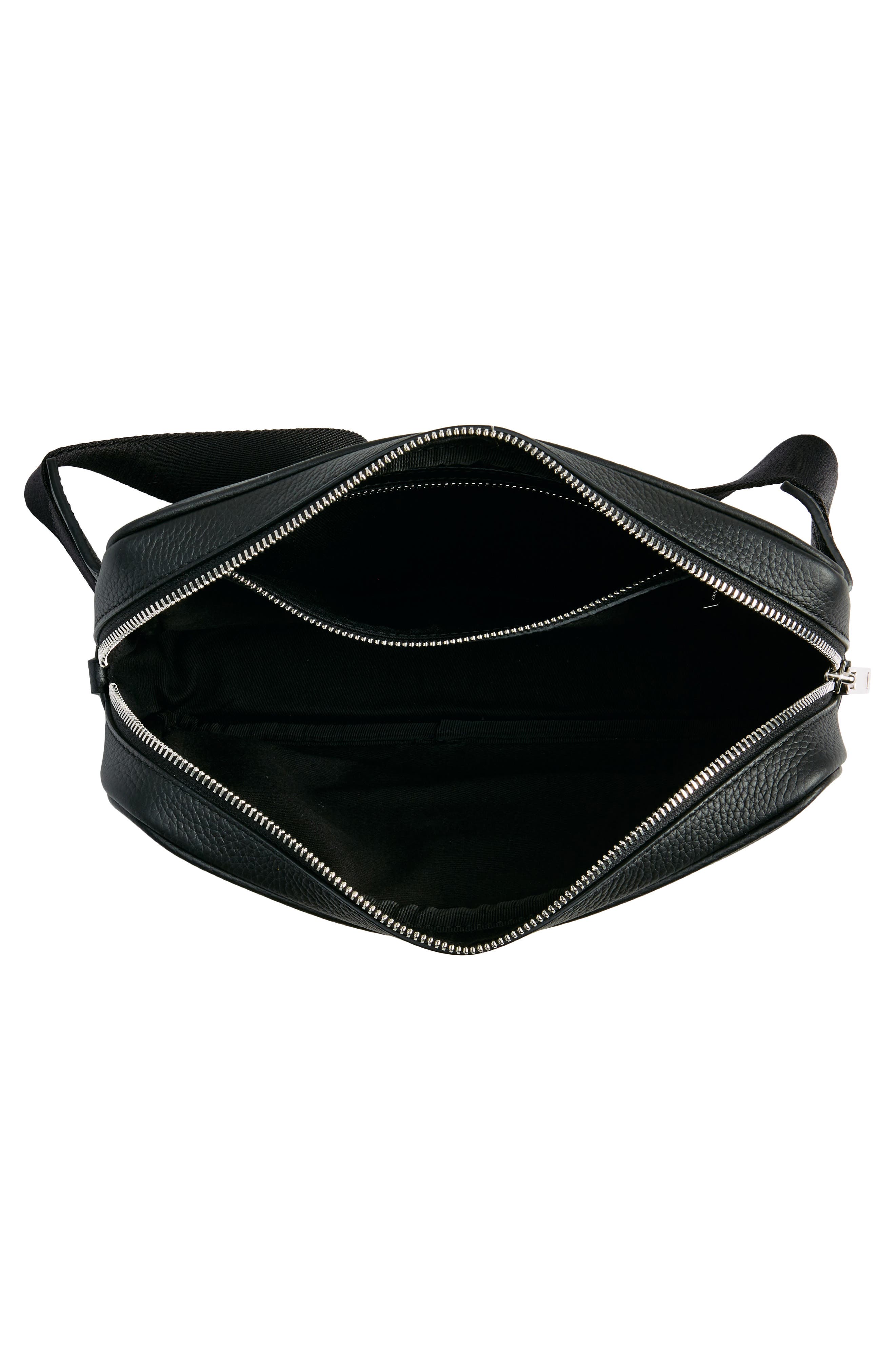 FERRAGAMO Travel Gancio Embossed Leather Belt Bag, Alternate, color, Nero