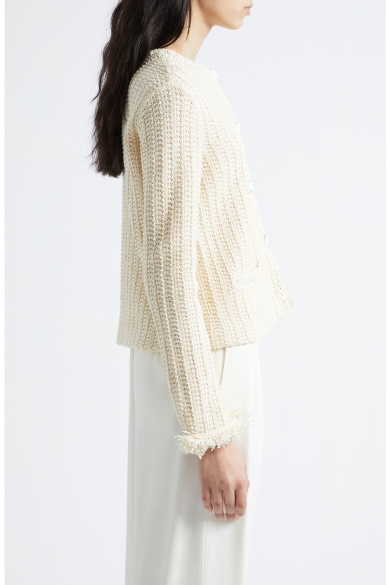 Fringe Cotton Blend Cardigan, Alternate, color, IVORY