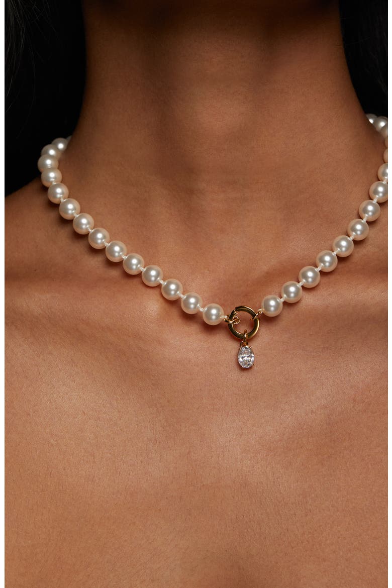 Poppy Charm Ring Necklace, Alternate, color, GOLD/ WHITE
