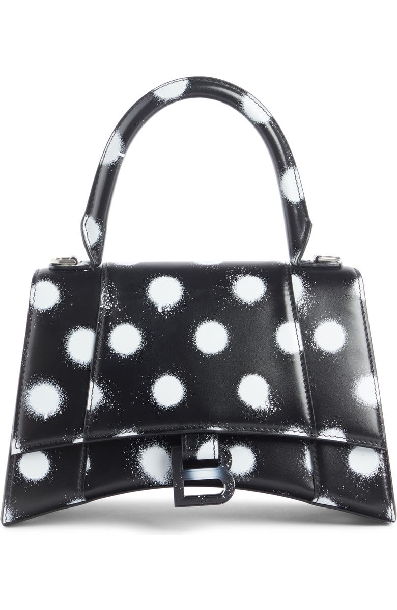 Balenciaga Small Hourglass Polka Dot Leather Top Handle Bag, Main, color,