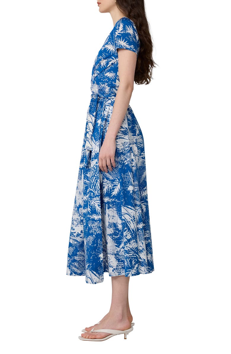 Diane von Furstenberg Elena Short Sleeve Mixed Media Wrap Dress, Alternate, color, Paysage Big Corfu