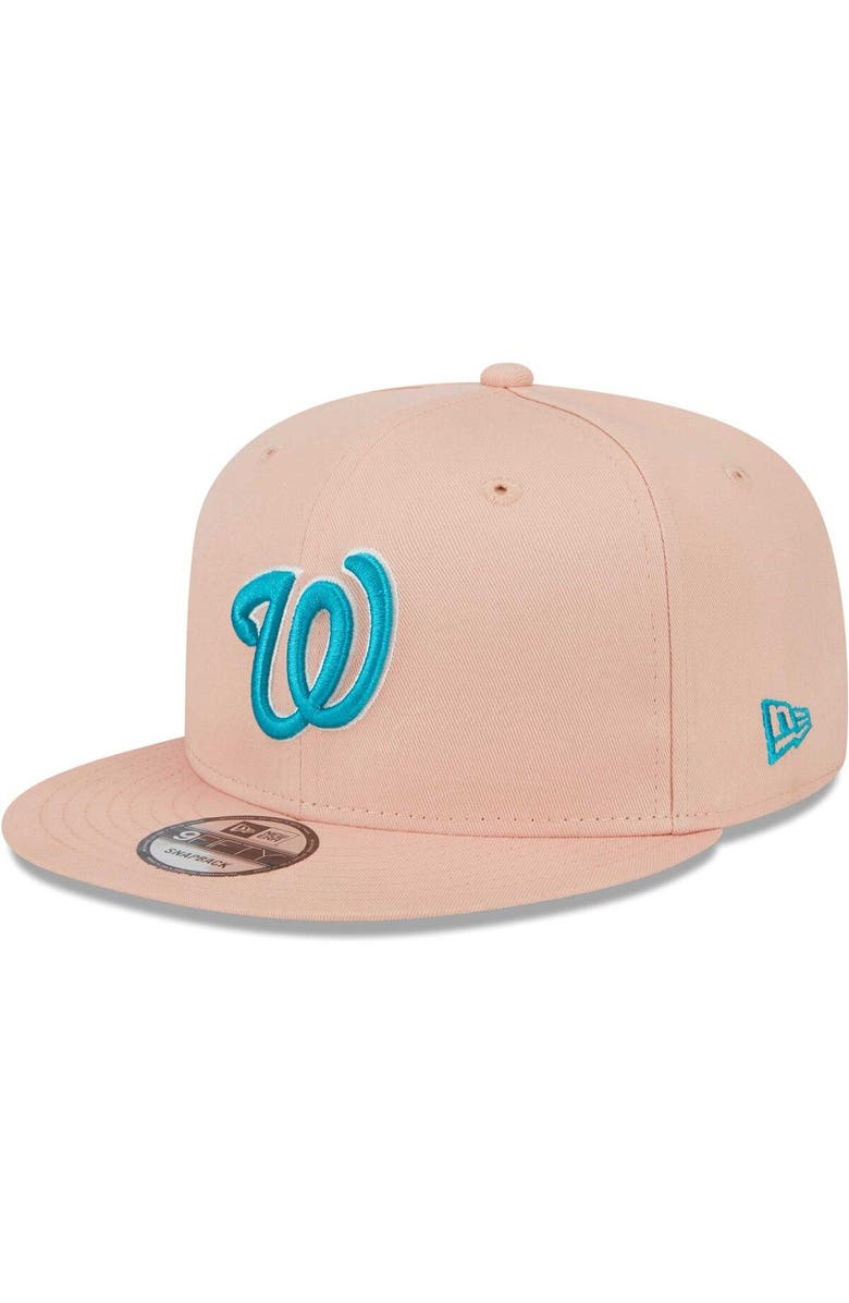 New Era Men's New Era Pink Washington Nationals  Sky Aqua Undervisor 9FIFTY Snapback Hat, Alternate, color, 