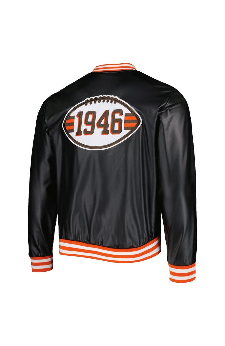 THE WILD COLLECTIVE Men's The Wild Collective Black Cleveland Browns Metallic Bomber Full-Snap Jacket, Alternate, color, Black
