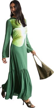 Warehouse Chiffon Placement Print Midaxi Dress