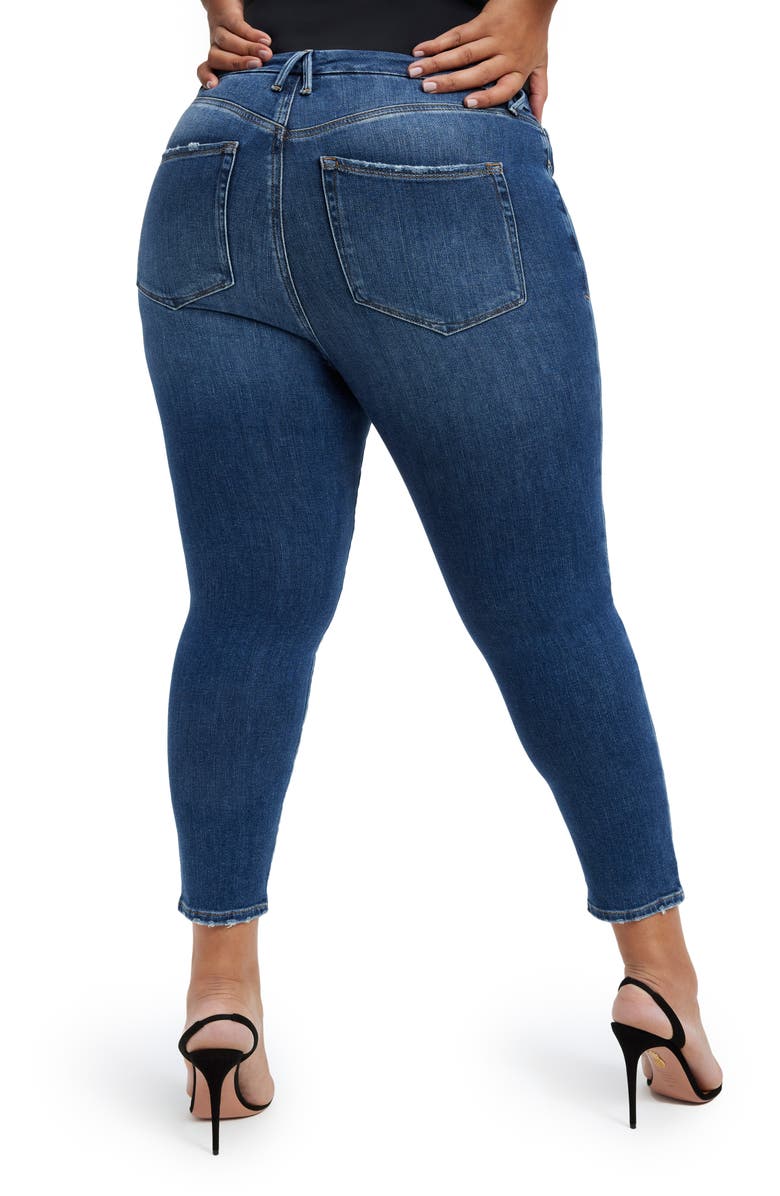 Good American Good Waist Ripped High Waist Crop Skinny Jeans, Alternate, color, Indigo379