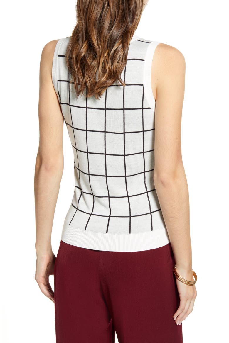 Jacquard Sleeveless Crewneck Sweater, Alternate, color, IVORY CLOUD CHECK