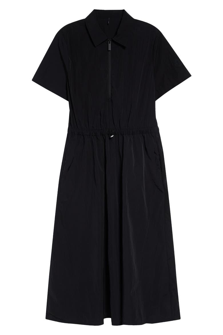 Half Zip Nylon Polo Dress, Main, color, BLACK