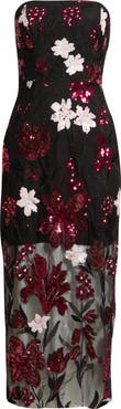 Sam Edelman Floral Sequin Strapless Midi Dress