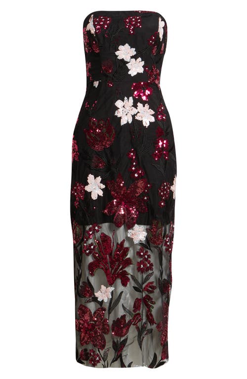 Sam Edelman Floral Sequin Strapless Midi Dress In Multi