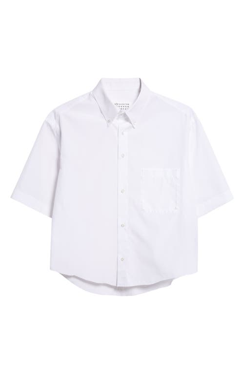 Maison Margiela Décortiqué Short Sleeve Poplin Button-down Shirt In White