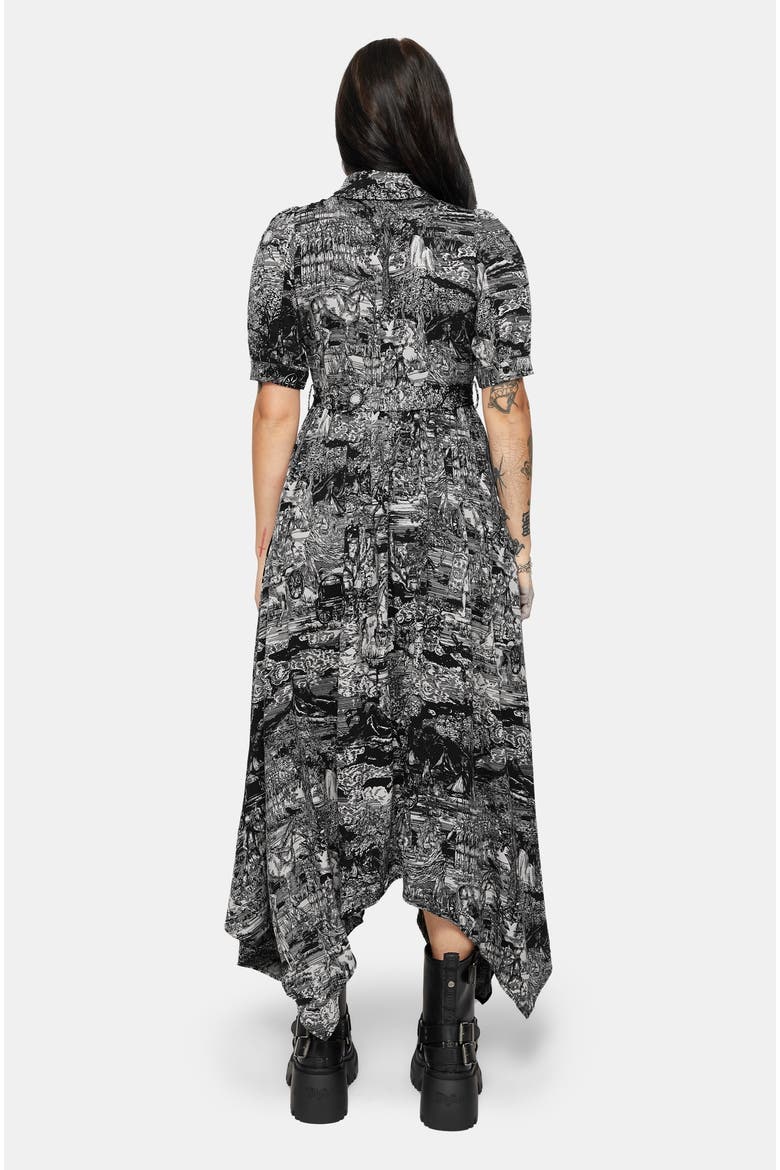 Nara Boudicca Printed Shirt Dress, Alternate, color, Black
