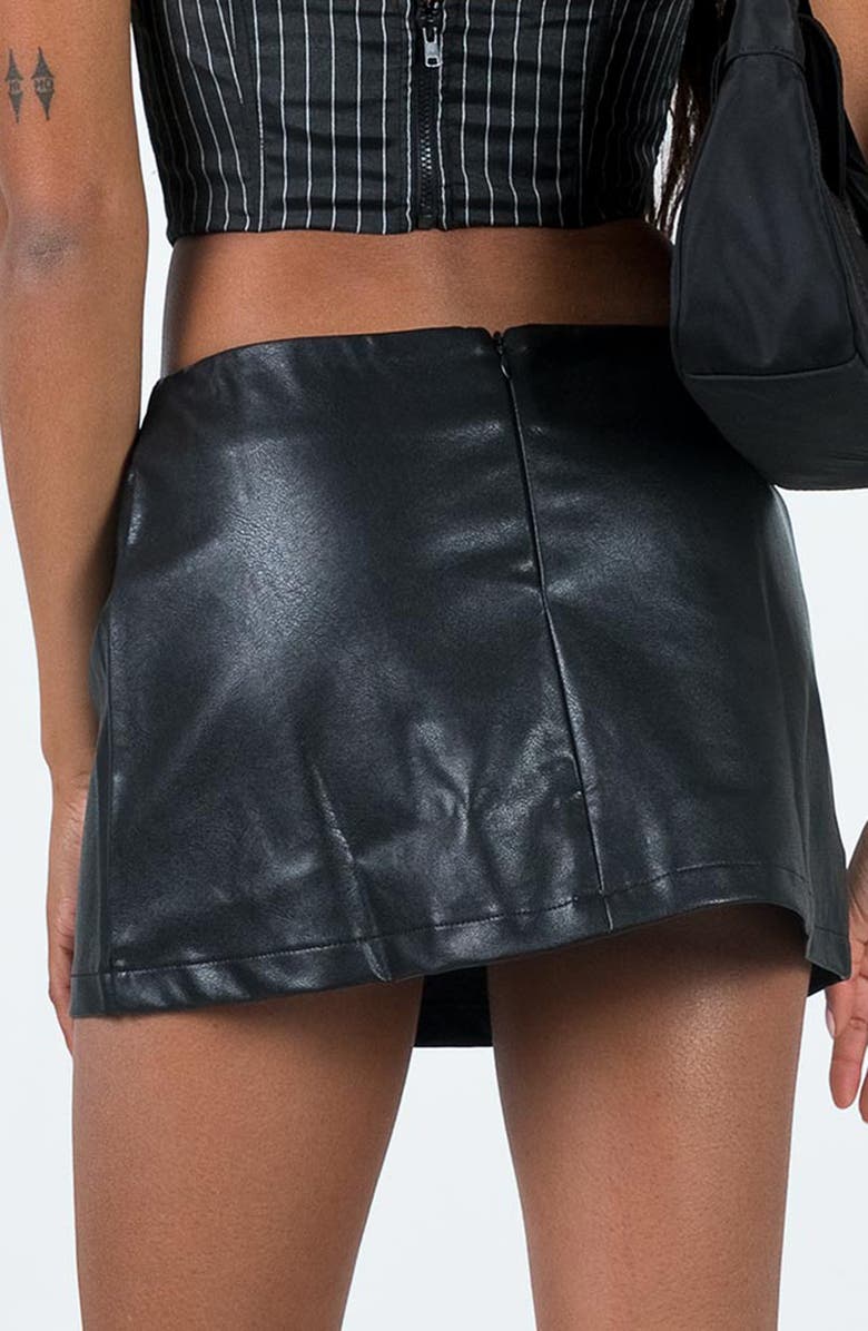 Princess Polly Lupton Faux Leather Miniskirt, Alternate, color, Black