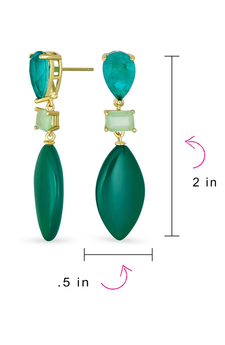 BLING JEWELRY Geometric Amazonite Teardrop Earrings, Alternate, color, Green