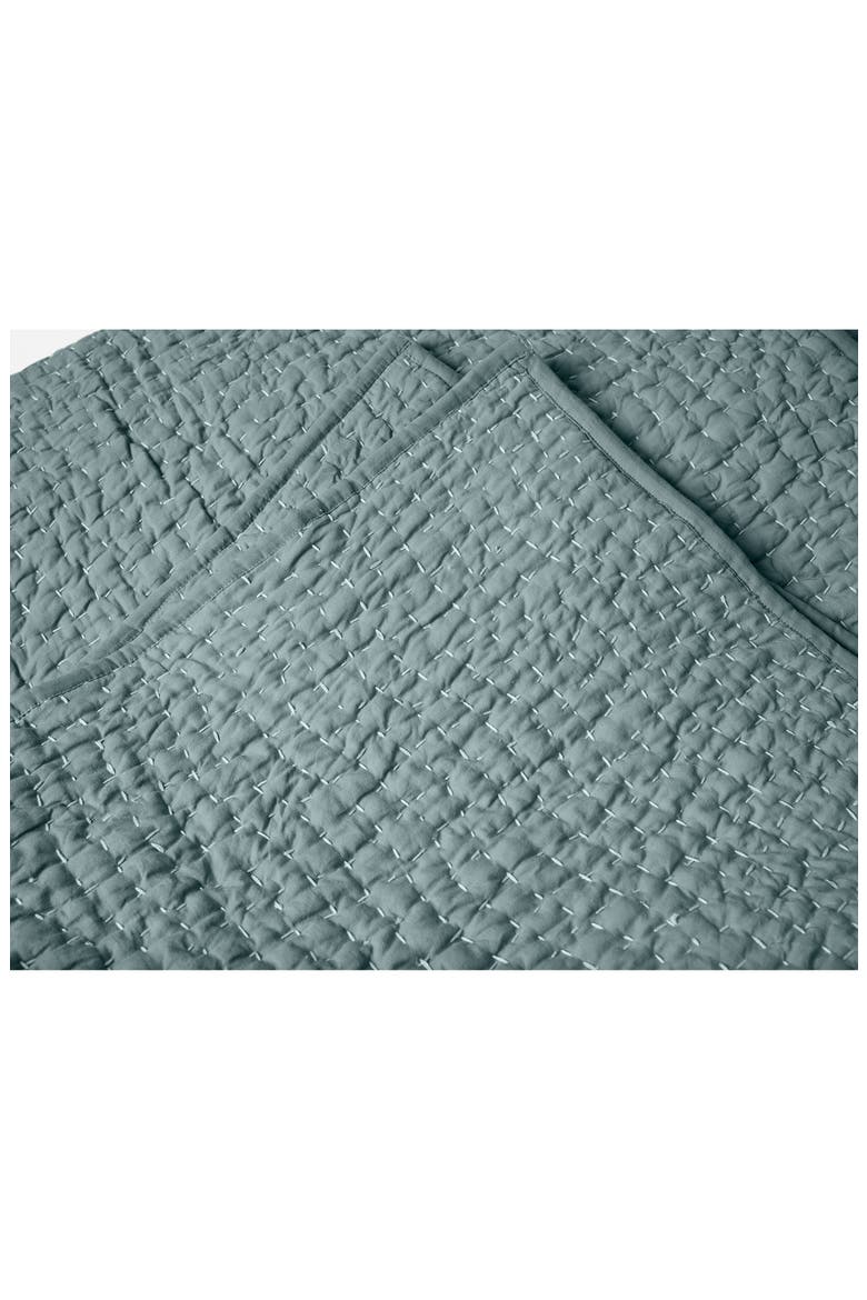 Pebbled Handstitched Organic Cotton Quilt, Alternate, color, LAGOON