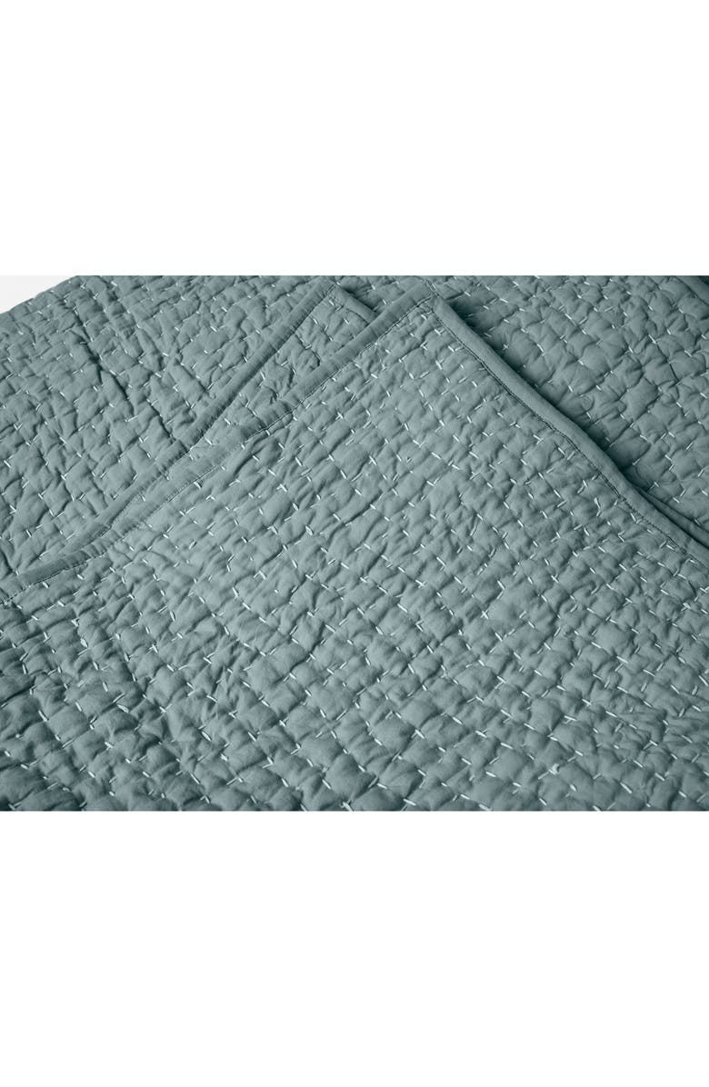 Coyuchi Pebbled Handstitched Organic Cotton Quilt, Alternate, color, Lagoon