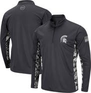 COLOSSEUM Men's Colosseum Charcoal Michigan State Spartans OHT Military Appreciation Digital Camo Lightweight Quarter-Zip Pullover