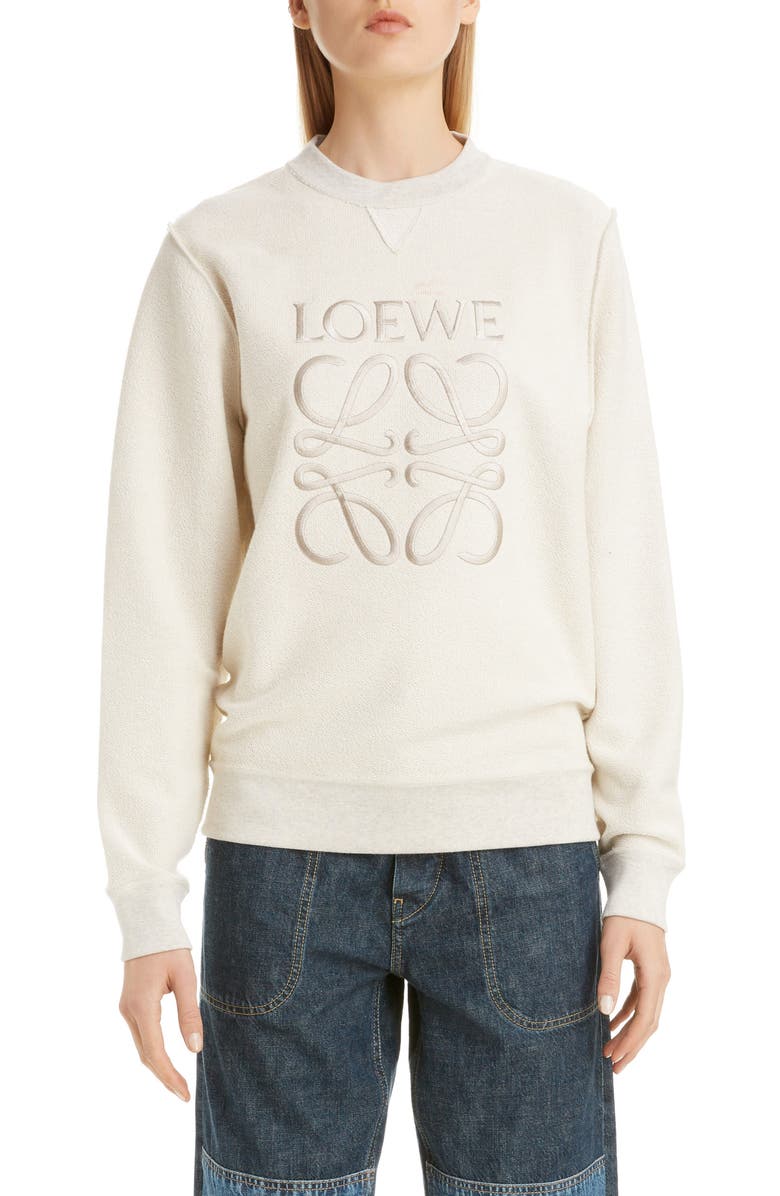 Loewe Logo Embroidered Inside Out Sweatshirt, Main, color, 