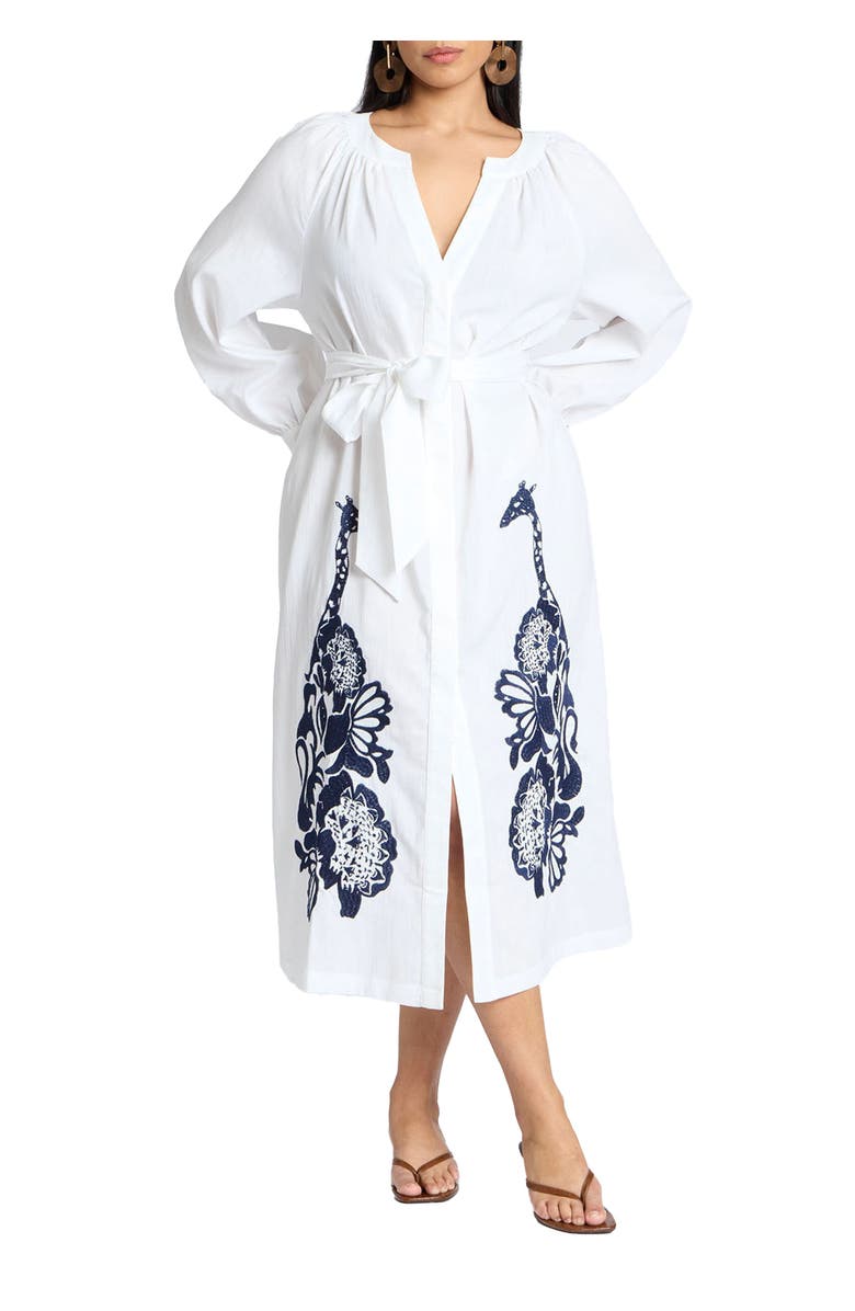 ELOQUII Relaxed Dress with Applique, Main, color, Jet Stream