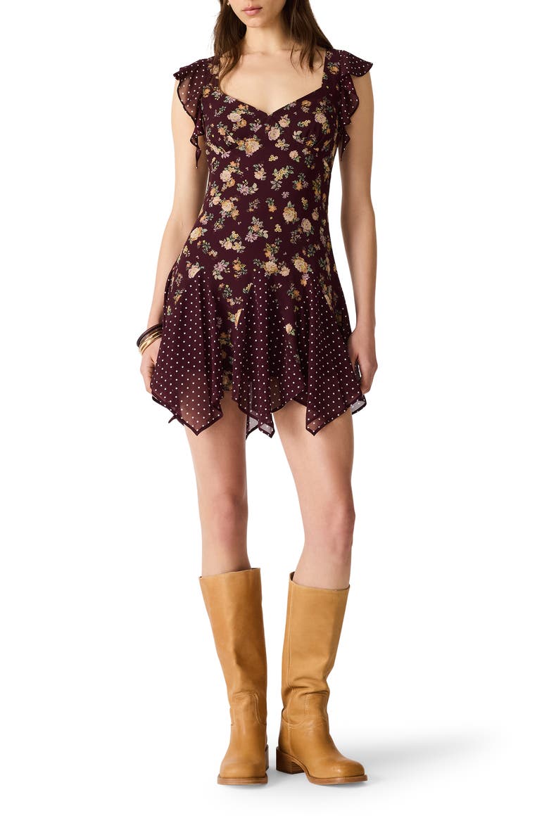 Tanisha Floral Print Minidress, Alternate, color, PORT