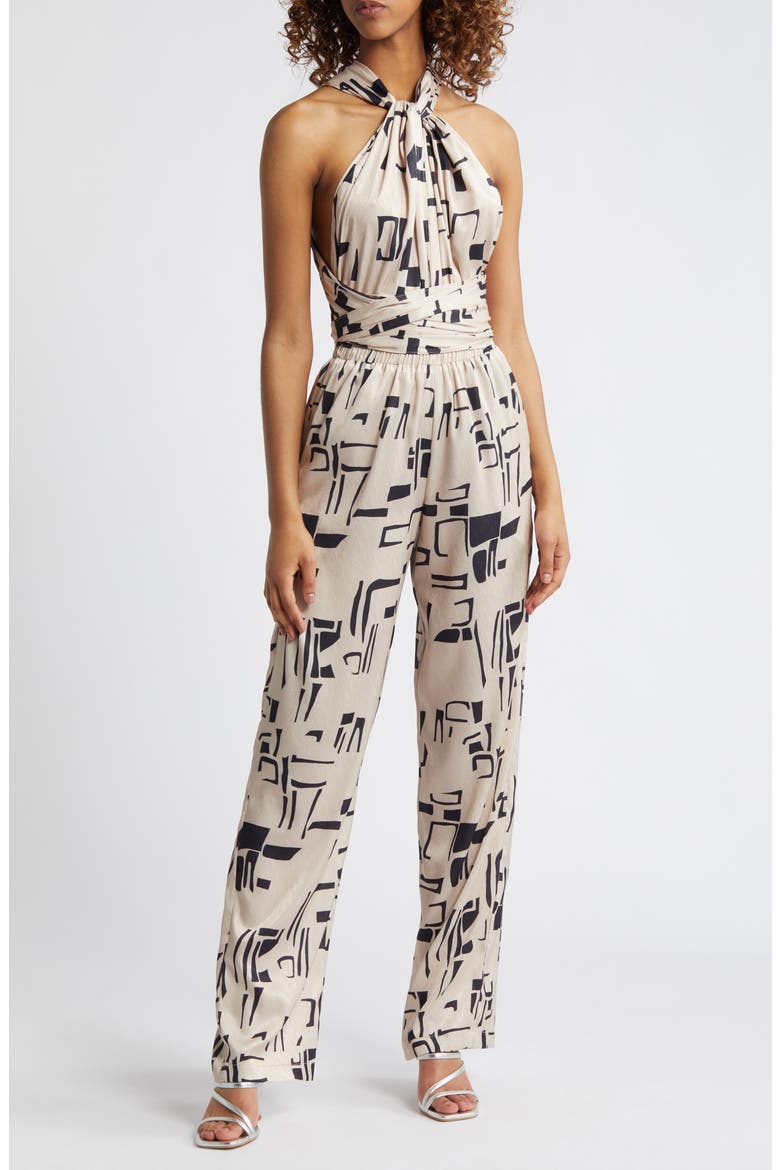 Umy Tukki Noir Print Convertible Jumpsuit, Main, color, BLACK