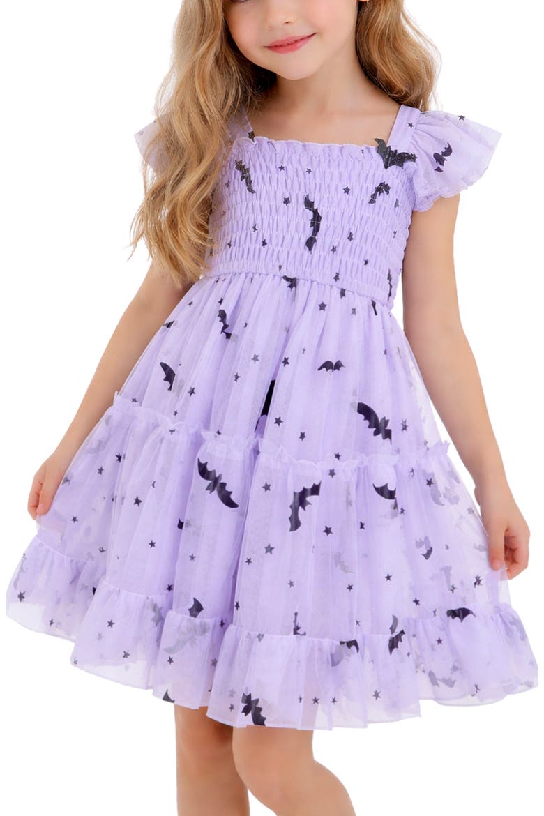 Kids' Smocked Bat Wing Dress, Alternate, color, LAVENDAR
