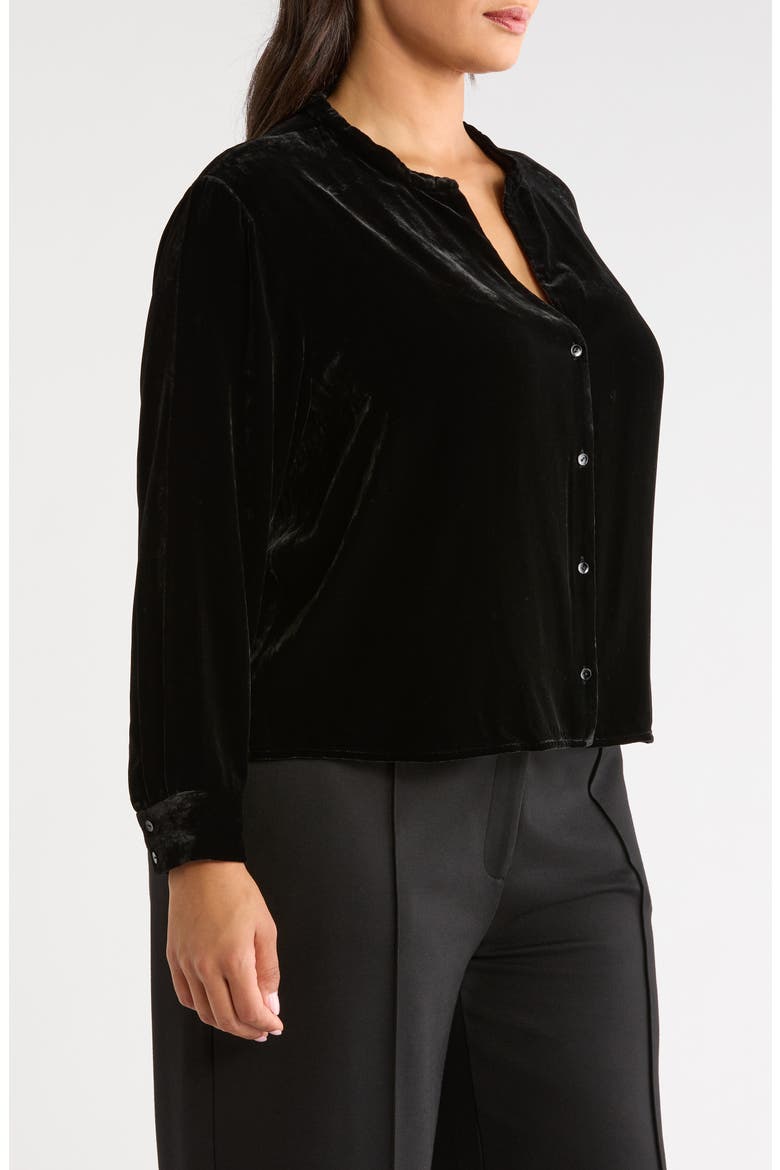 Long Sleeve Velvet Shirt, Alternate, color, BLACK