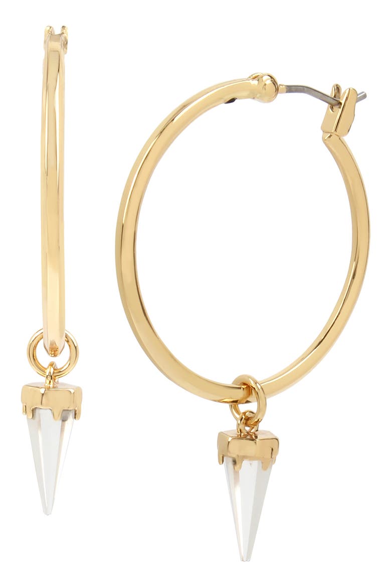 Spike Drop Hoop Earrings, Main, color, CRYSTAL/ GOLD