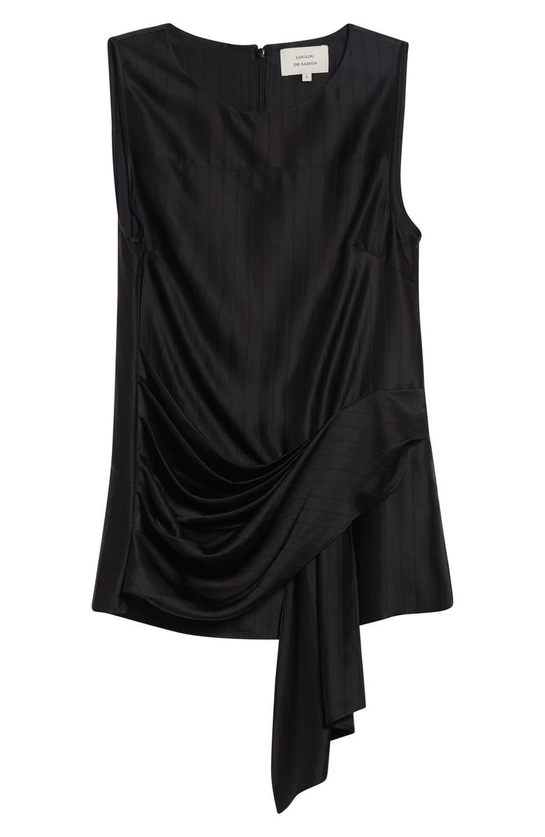 LOULOU DE SAISON Fonda Draped Asymmetric Top, Main, color, Black