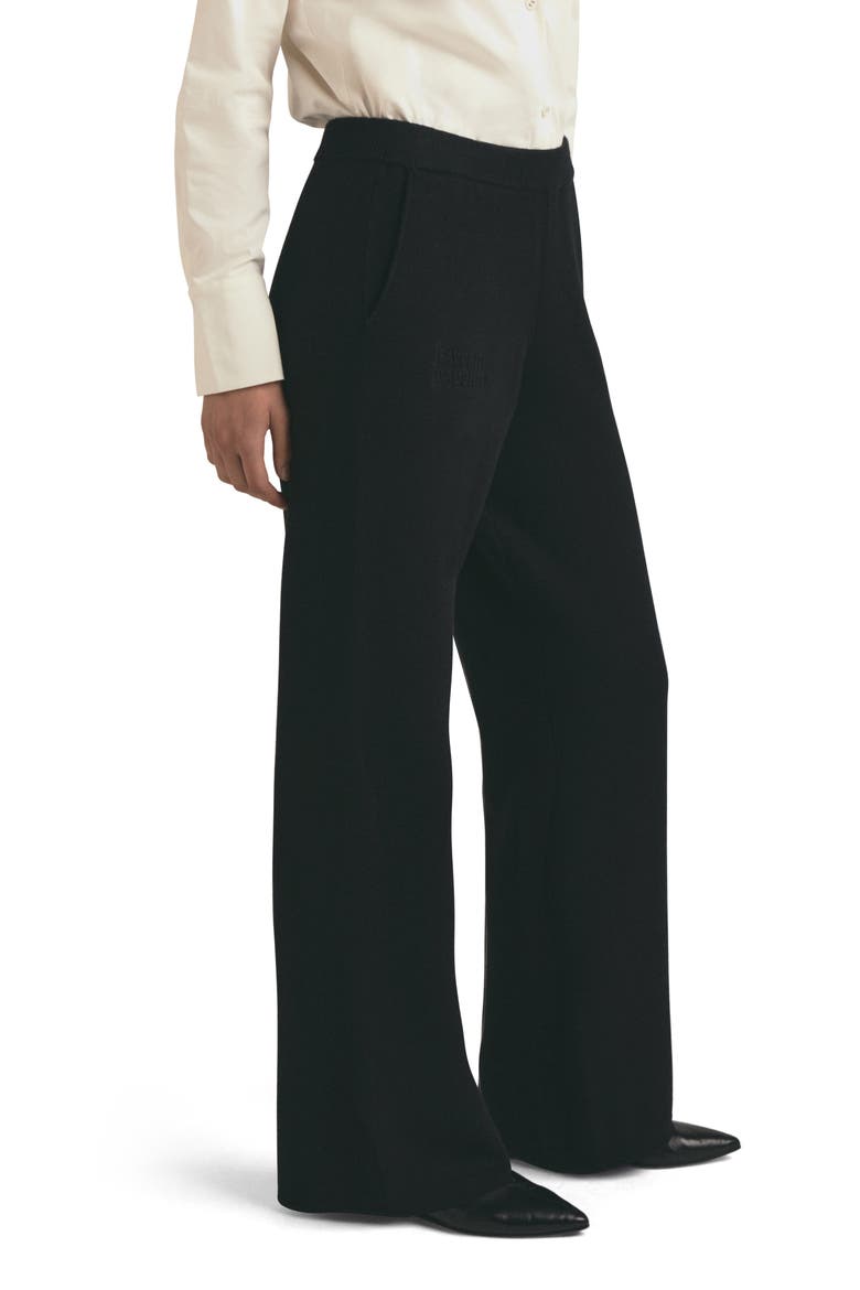 Fatigue Sisters Cotton & Cashmere Wide Leg Sweater Pants, Alternate, color, BLACK