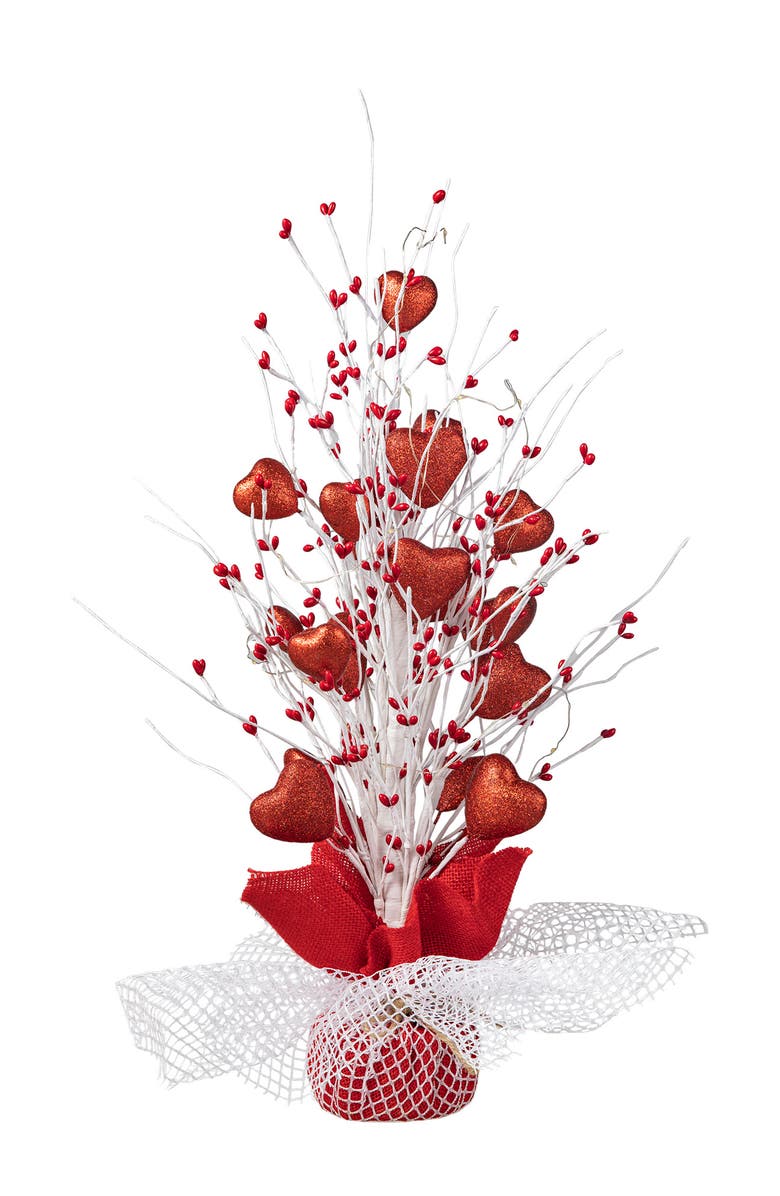 Glitzhome 21"H Lighted Valentine's Heart Table Tree, Alternate, color, Red