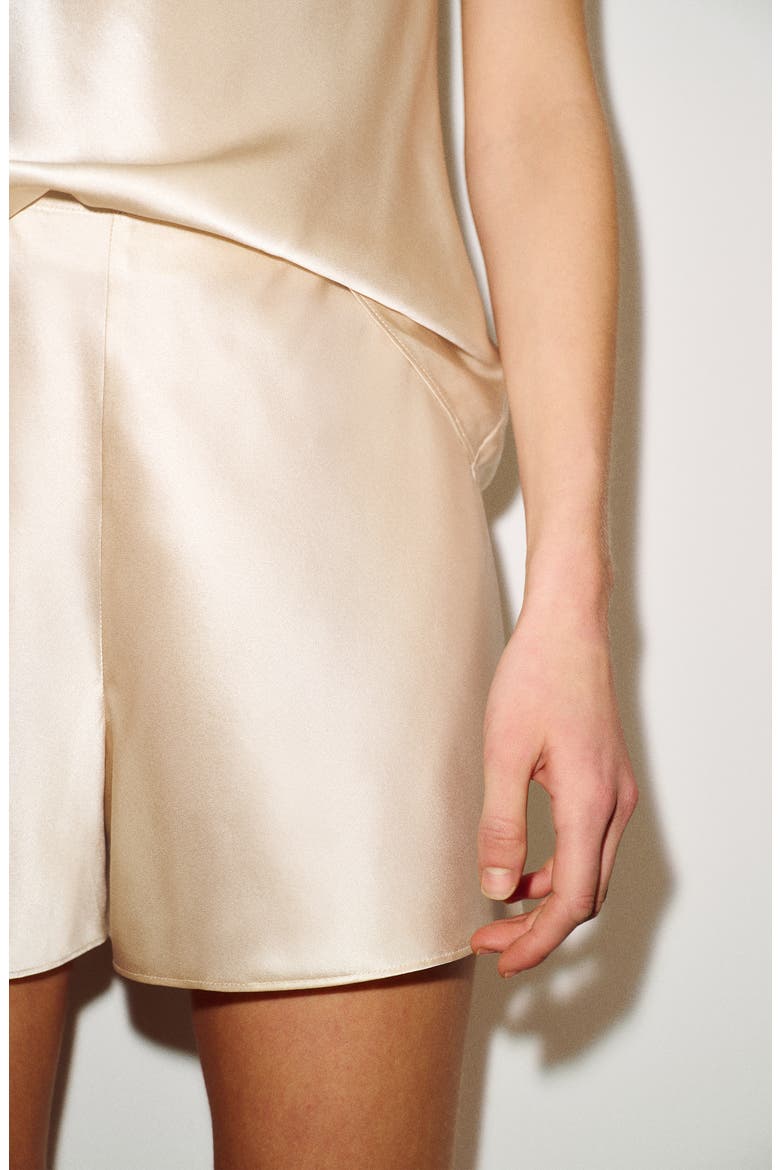 Gale Silk Shorts, Alternate, color, ALMOND