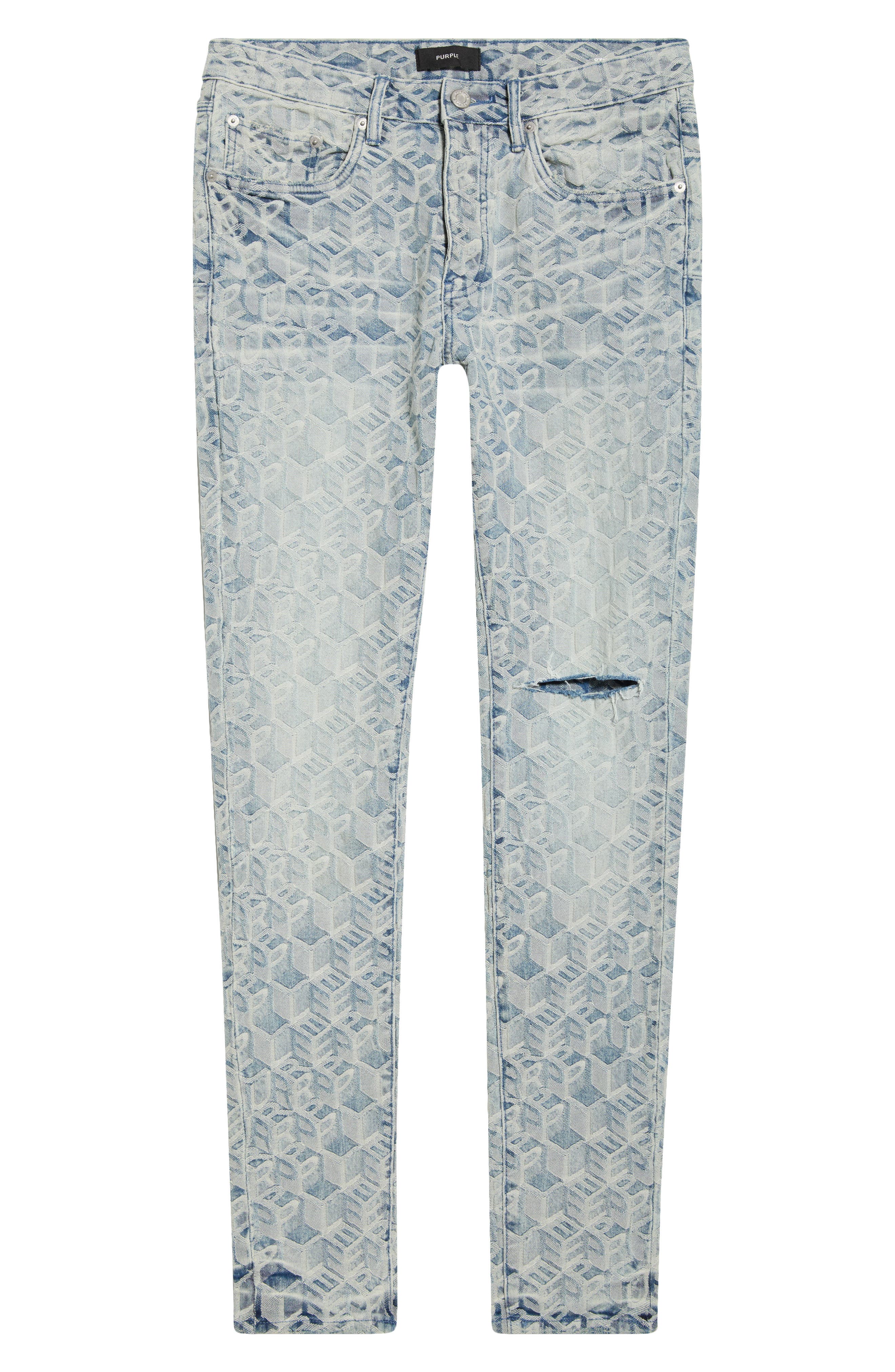 PURPLE BRAND P001 Jacquard Monogram Skinny Jeans (Men) | Nordstrom