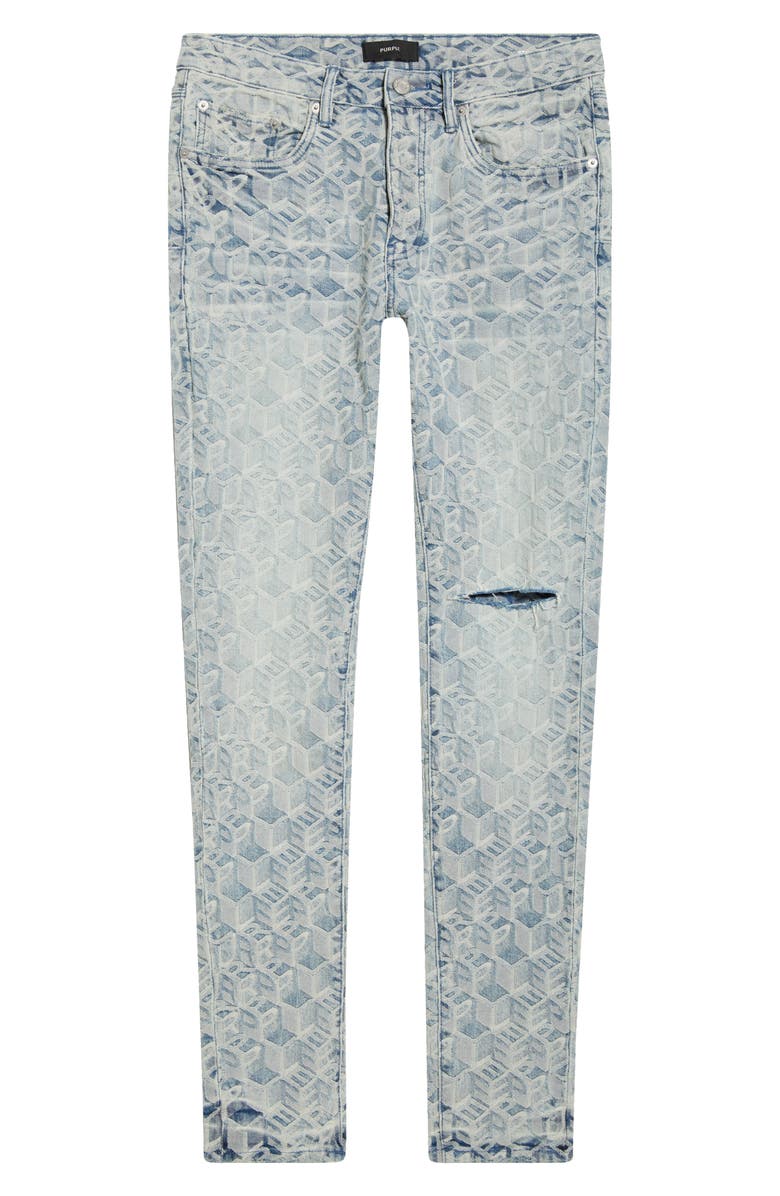 PURPLE BRAND P001 Jacquard Monogram Skinny Jeans, Alternate, color, Light Indigo