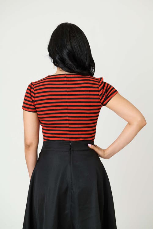 Unique Vintage Pentagon Collar Knit Top In Red