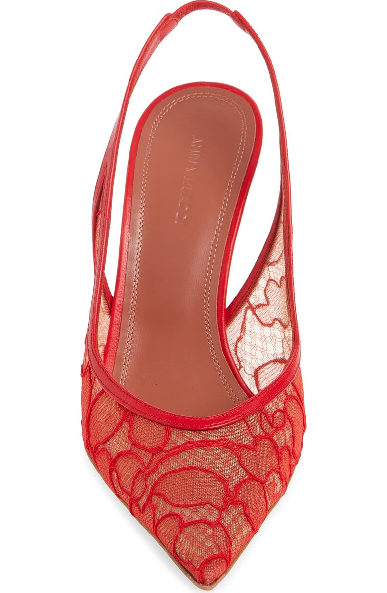 Amina Muaddi Anok Lace Pointed Toe Slingback Pump, Alternate, color, Red