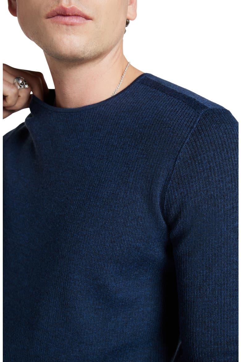 Leira Ribbed Wool & Silk Crewneck Sweater, Alternate, color, DARK NAVY