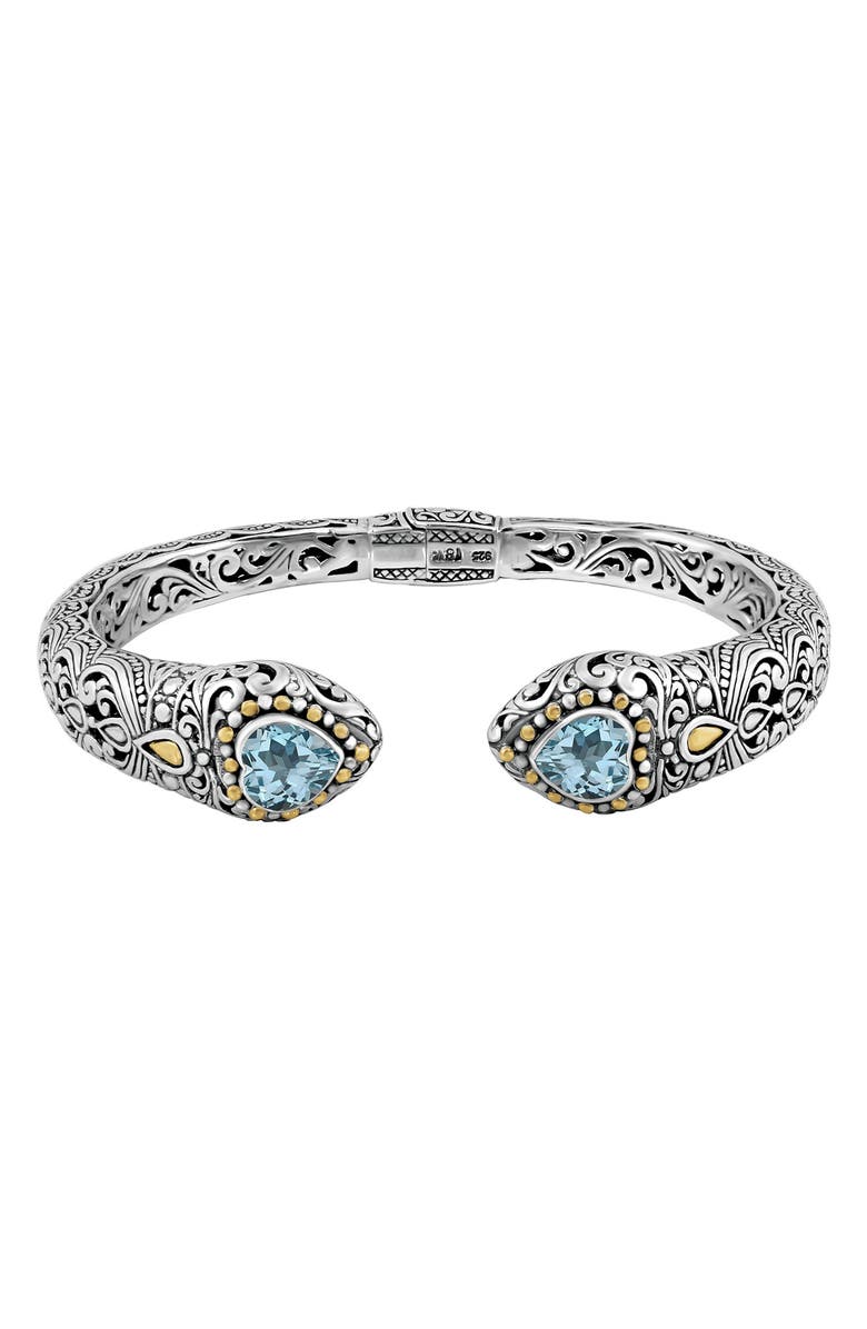 DEVATA Sterling Silver & 18K Yellow Gold Blue Topaz Bracelet, Main, color, 