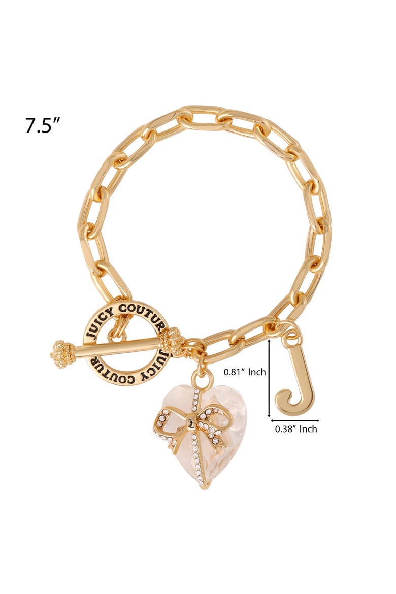 Heart Stone & J Charm Bracelet, Alternate, color, Clear