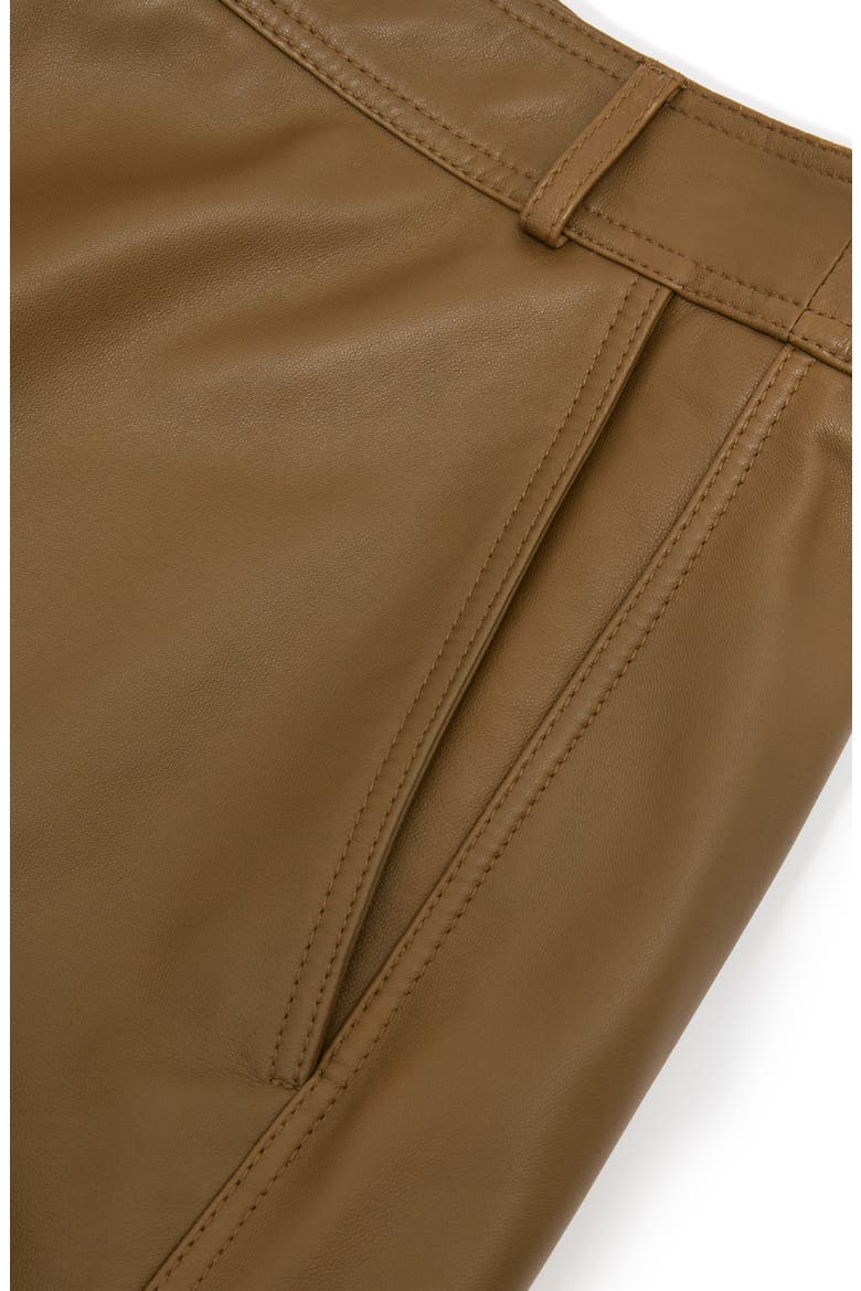Milly Leather Midi Pencil Skirt, Alternate, color, KHAKI GREEN