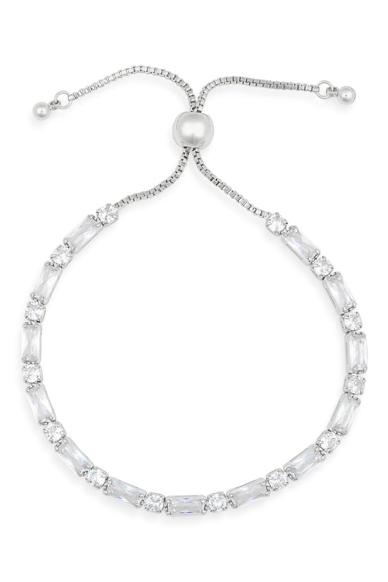Cubic Zirconia Adjustable Bracelet, Main, color, CLEAR- SILVER