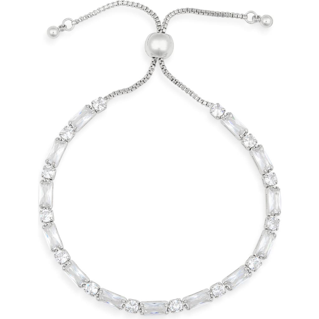 Nordstrom Rack Cubic Zirconia Adjustable Bracelet In Silver