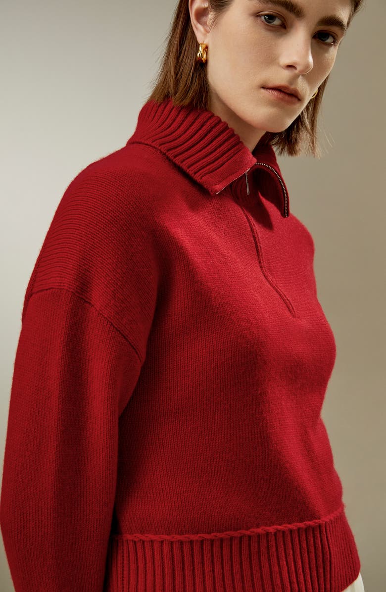 Lilysilk Relaxed Fit Wool-Cashmere  Blend Sweater for Women, Alternate, color, Red