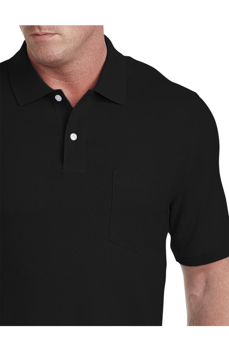 Harbor Bay by DXL Big & Tall Pocket Piqué Polo Shirt, Alternate, color, Black